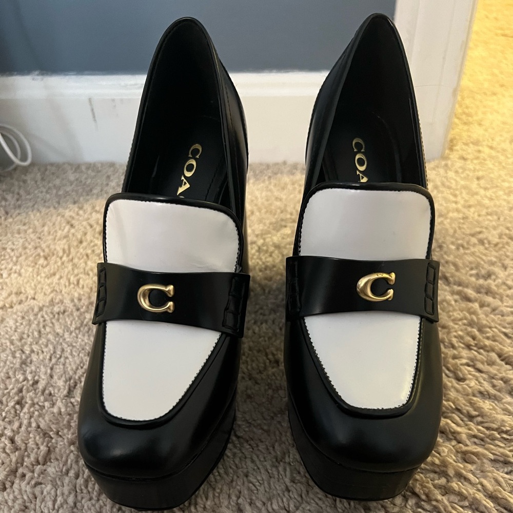Coach Black and White Platform Pump